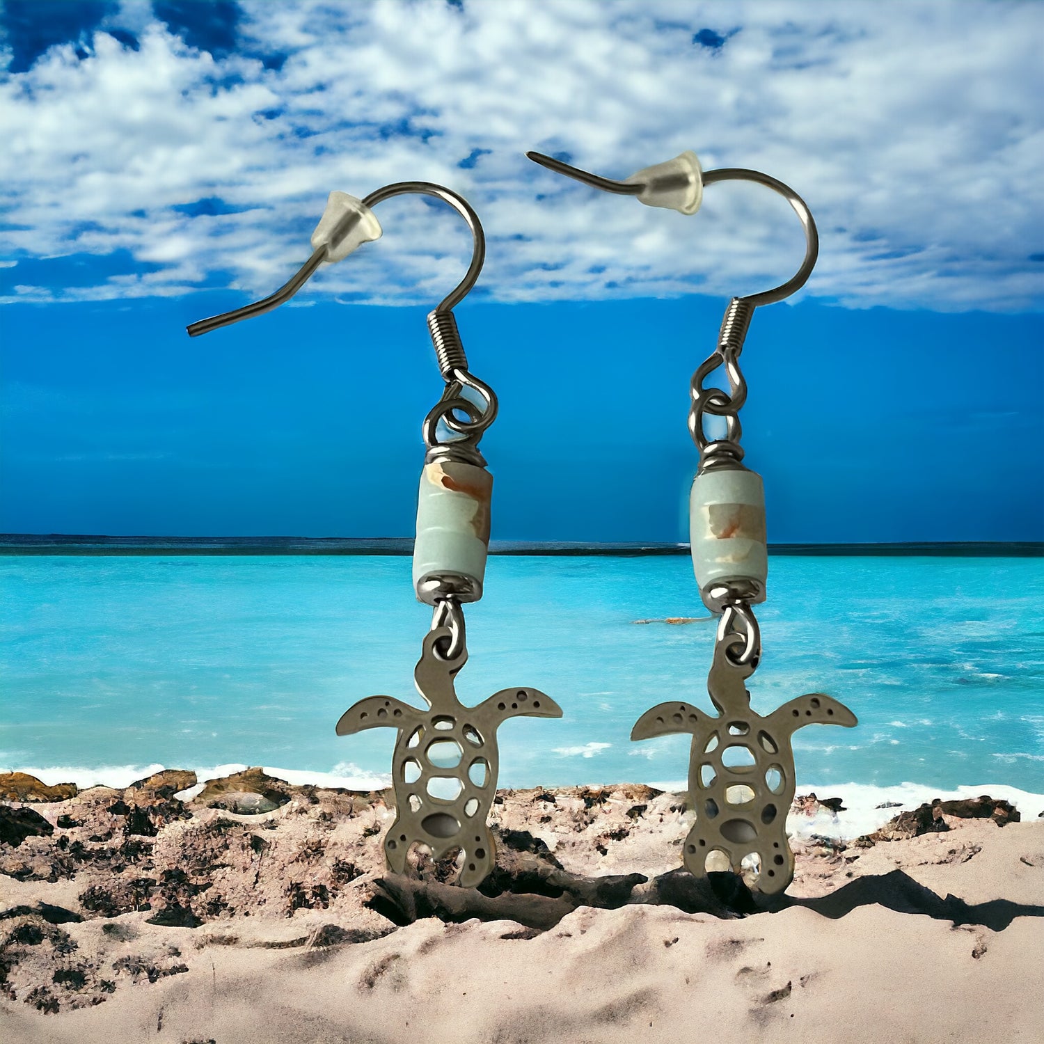 Stone earrings with charms