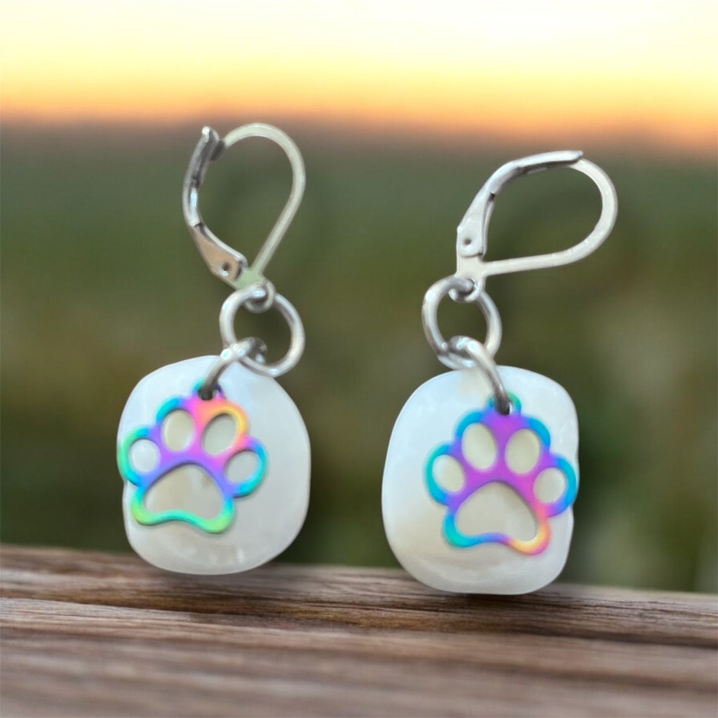 Luckystone Earrings with Dog Paw Charm