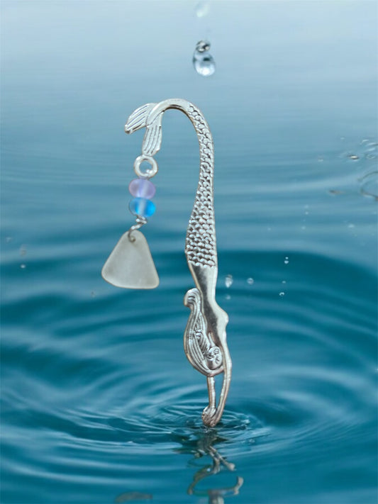 Mermaid Tail Bookmark With Beach Glass