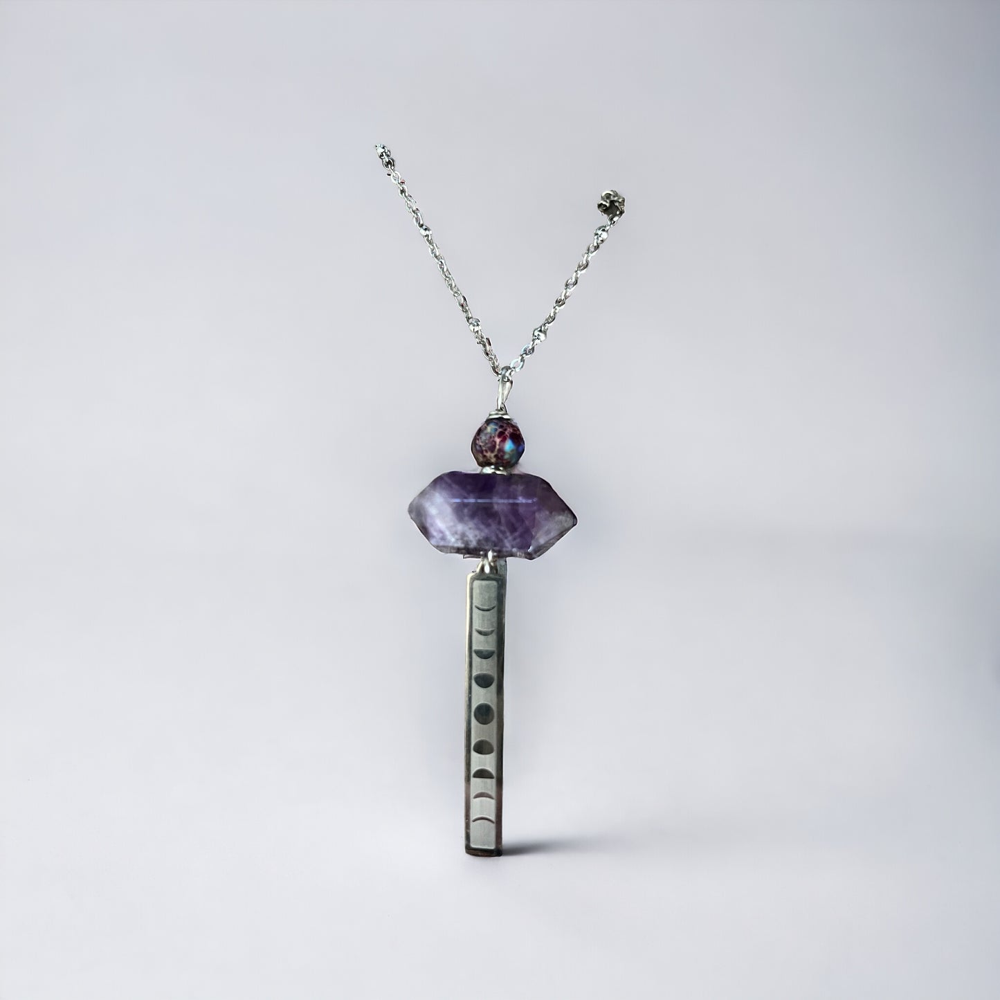 Amethyst And Imperial Jasper Stone Necklace