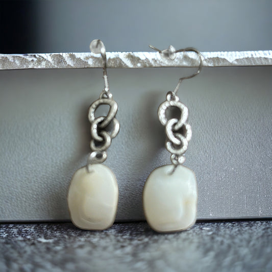 Lucky Stone Earrings With Stacked Circle Charm