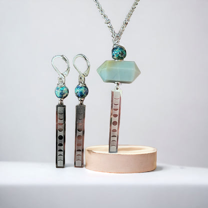 Amazonite And Imperial Jasper Stone Necklace Set