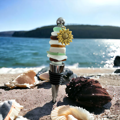 Wine Stopper With Sunflower Charm