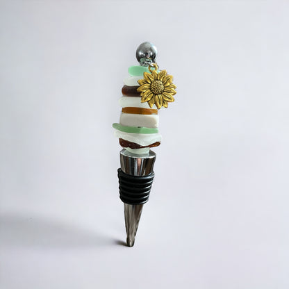 Wine Stopper With Sunflower Charm