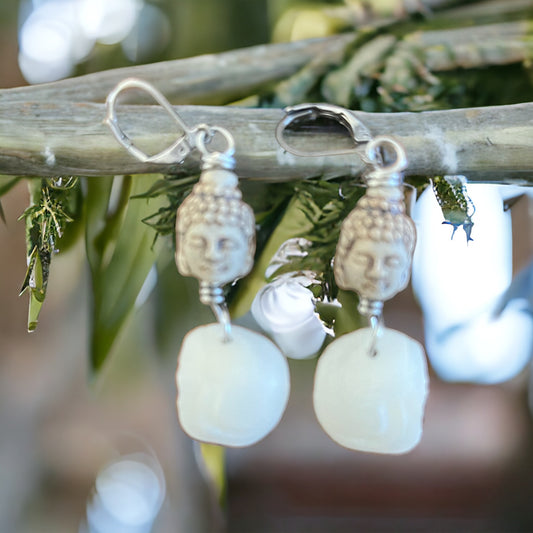 Lucky Stone Earring With Buddha Charm