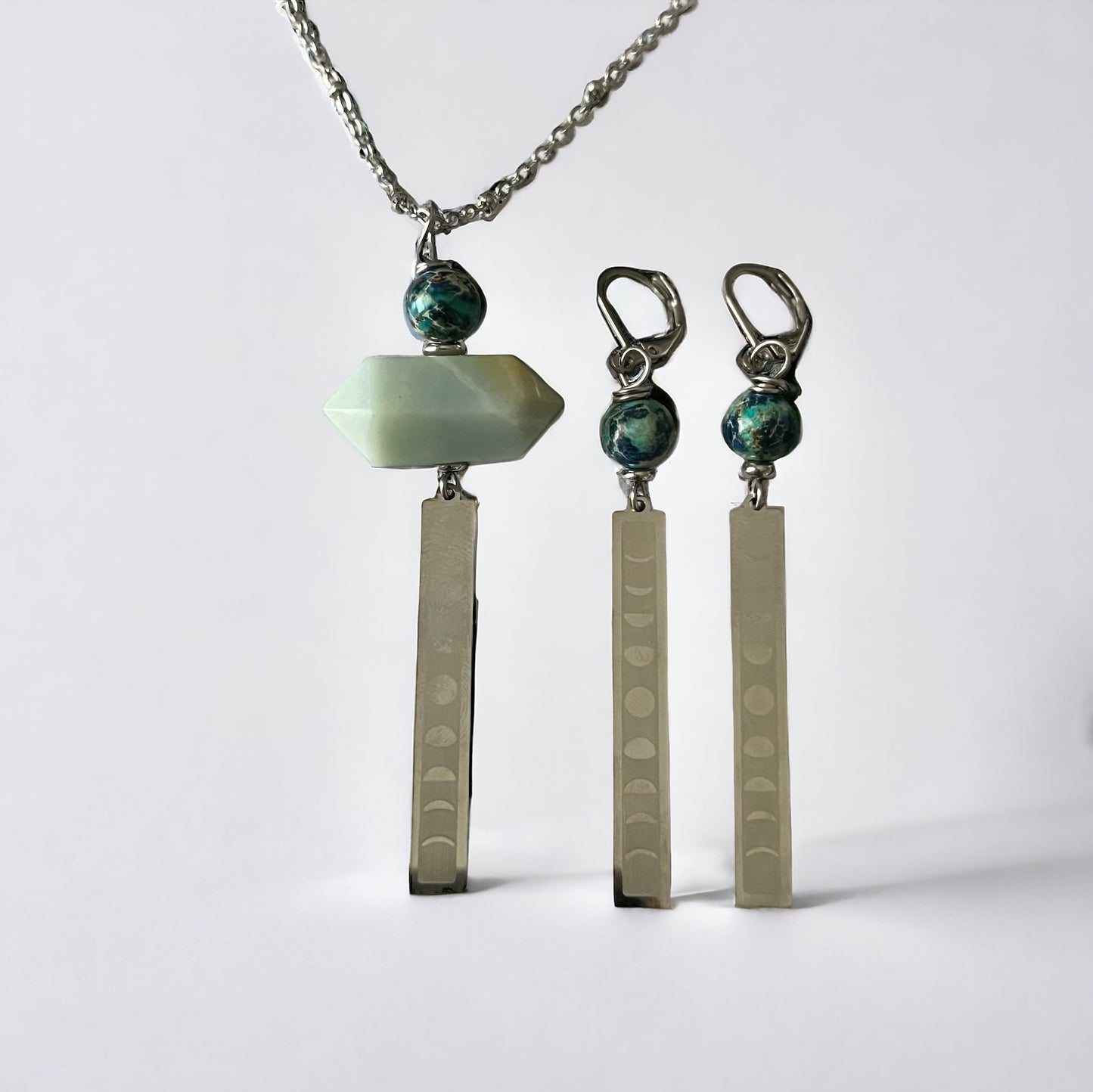 Amazonite and Imperial Jasper Necklace Set