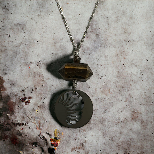 Tiger-Eye Moon Phase Necklace