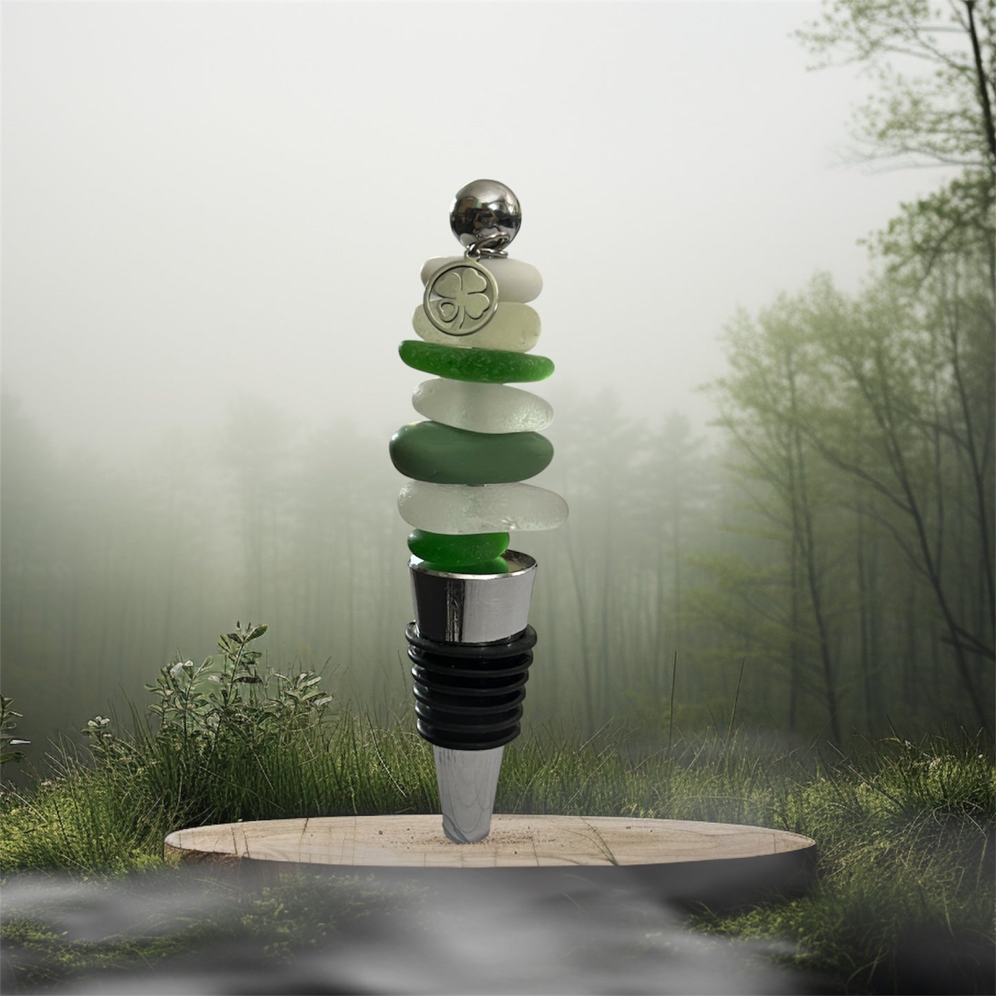 Wine Stopper with Four Leaf Clover Charm